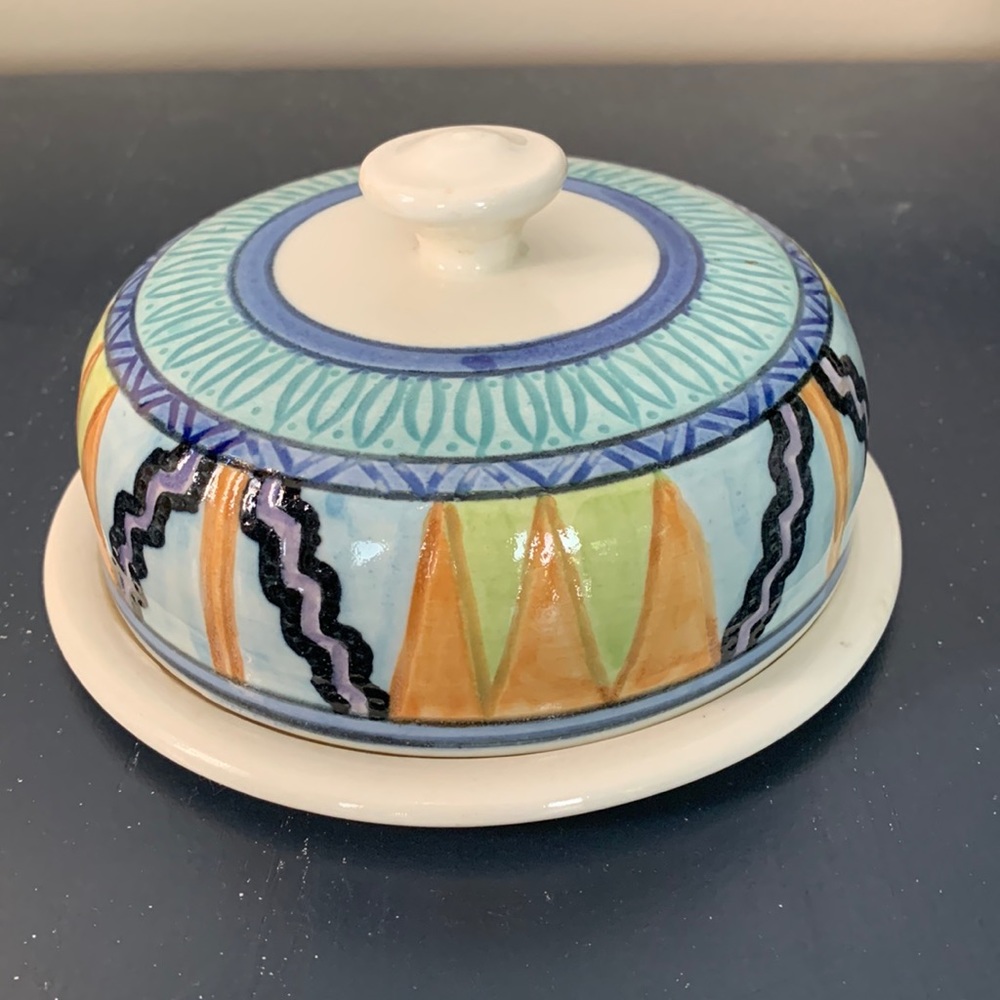 Glazed Pottery Butter or Cheese Server Dish